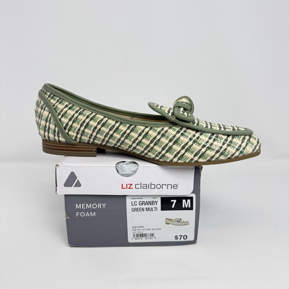 Liz Claiborne LC Granby Women’s 7 Green Multi Woven Loafers Memory Foam New - Picture 8 of 8